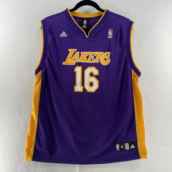 Adidas NBA Los Angeles Lakers Jersey #16 Pau Gasol Boys Youth Size XL Purple